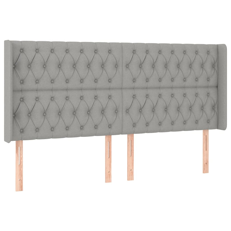 vidaXL világosszürke szövet fejtámla szárnyakkal 203x16x118/128 cm