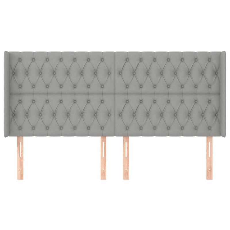 vidaXL világosszürke szövet fejtámla szárnyakkal 203x16x118/128 cm