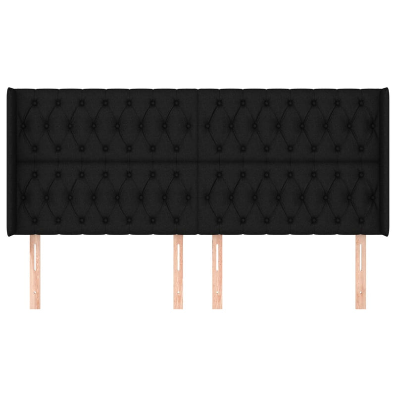 vidaXL fekete szövet fejtámla szárnyakkal 203x16x118/128 cm