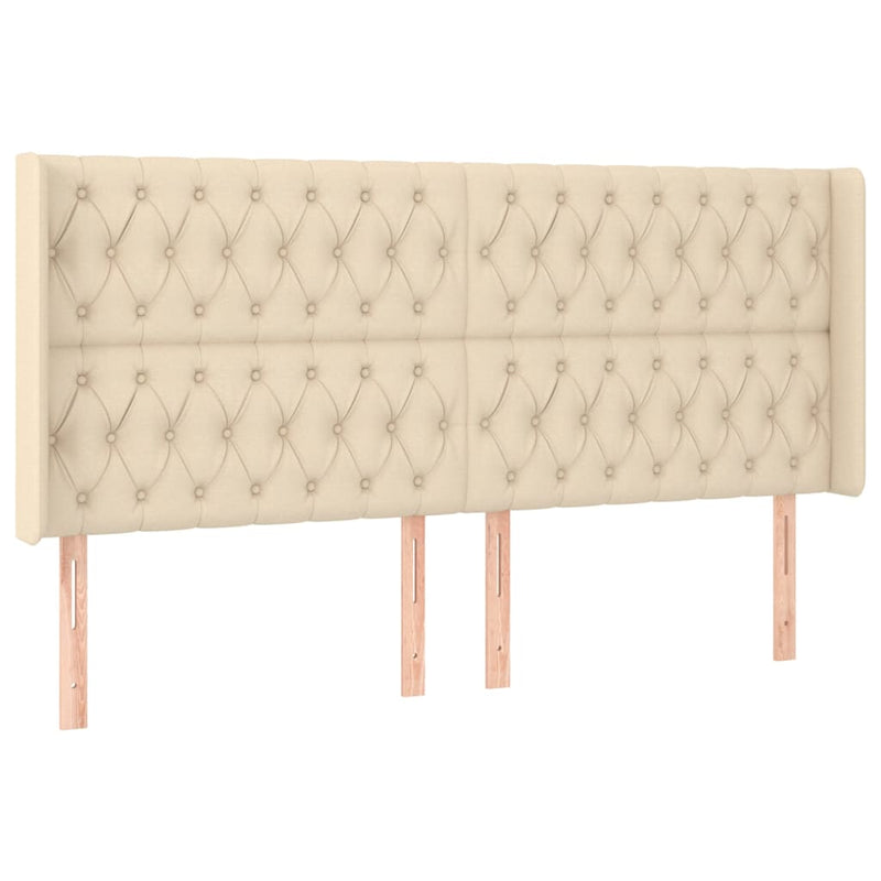 vidaXL krémszínű szövet fejtámla szárnyakkal 203x16x118/128 cm