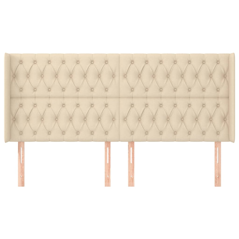 vidaXL krémszínű szövet fejtámla szárnyakkal 203x16x118/128 cm