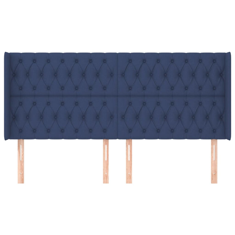 vidaXL kék szövet fejtámla szárnyakkal 203x16x118/128 cm