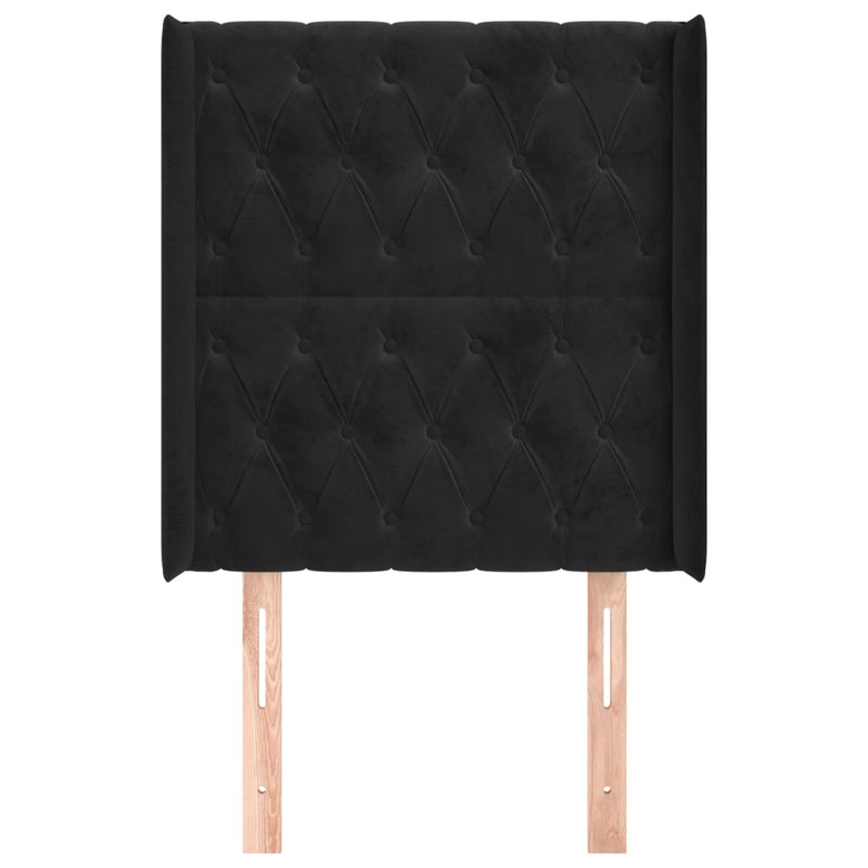 vidaXL fekete bársony fejtámla szárnyakkal 83x16x118/128 cm