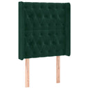 vidaXL sötétzöld bársony fejtámla szárnyakkal 83x16x118/128 cm