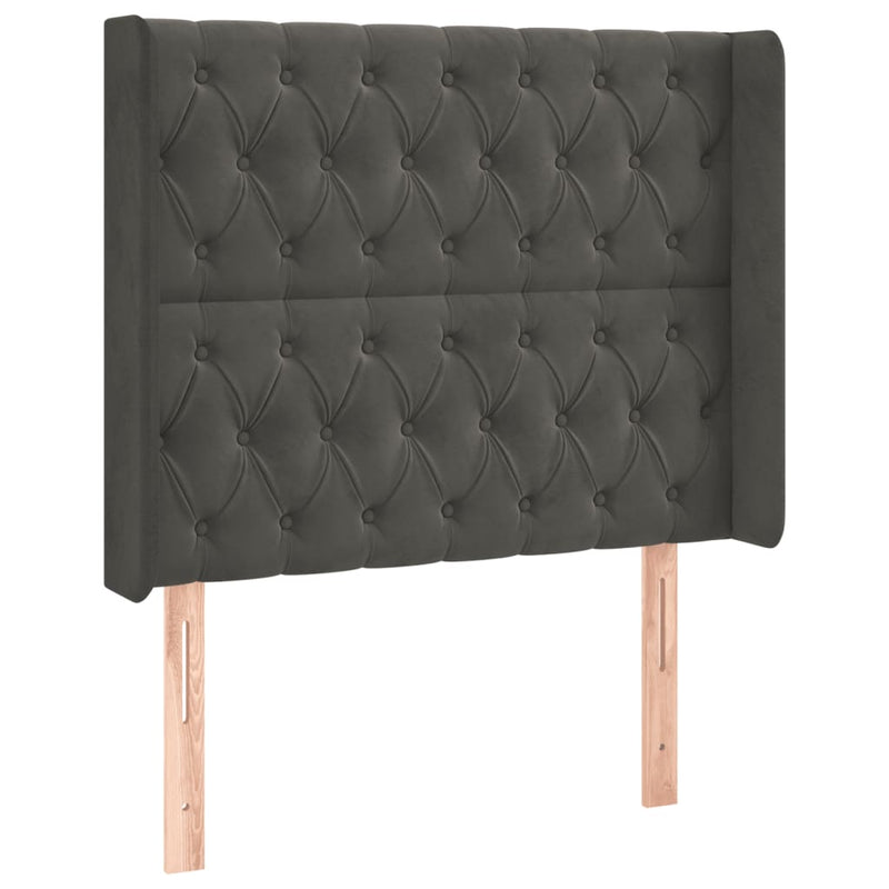 vidaXL sötétszürke bársony fejtámla szárnyakkal 93x16x118/128 cm