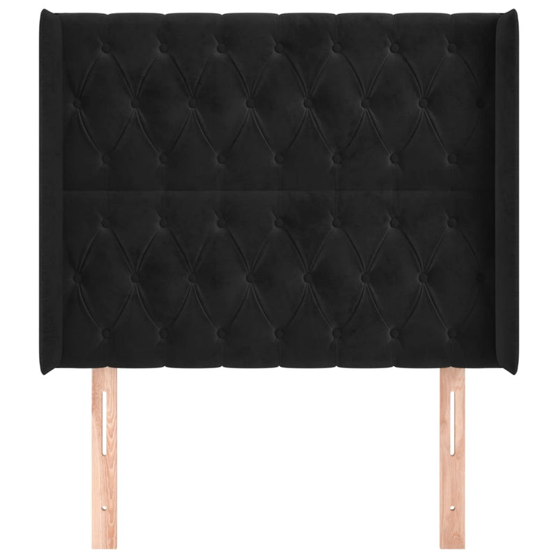 vidaXL fekete bársony fejtámla szárnyakkal 93x16x118/128 cm