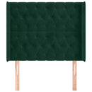 vidaXL sötétzöld bársony fejtámla szárnyakkal 93x16x118/128 cm