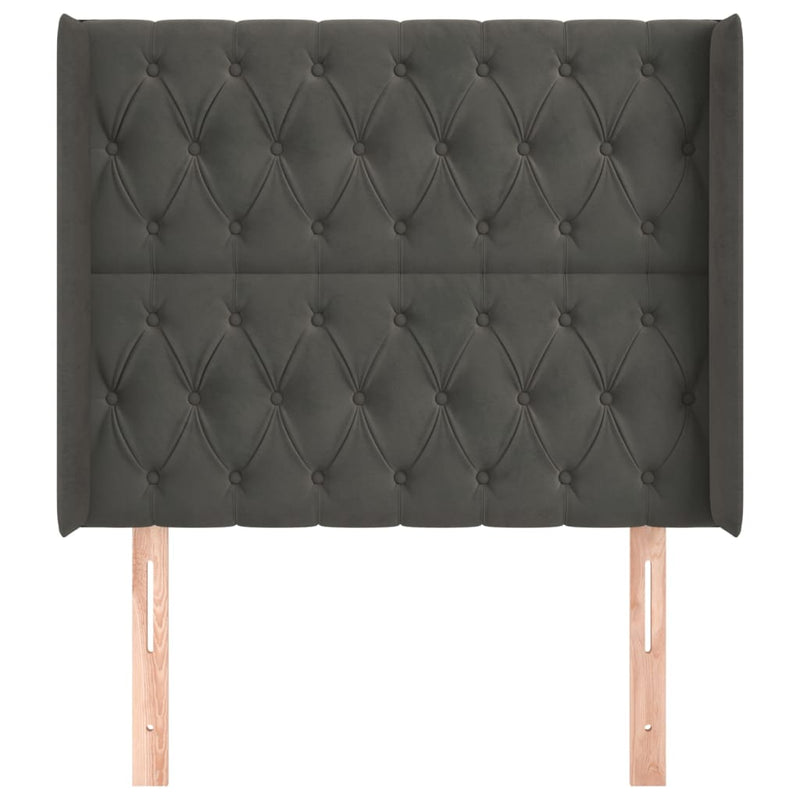 vidaXL sötétszürke bársony fejtámla szárnyakkal 103x16x118/128 cm