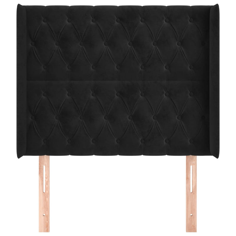 vidaXL fekete bársony fejtámla szárnyakkal 103x16x118/128 cm