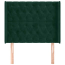 vidaXL sötétzöld bársony fejtámla szárnyakkal 103x16x118/128 cm