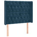 vidaXL sötétkék bársony fejtámla szárnyakkal 203x23x118/128 cm