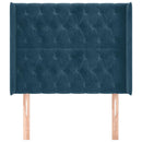 vidaXL sötétkék bársony fejtámla szárnyakkal 203x23x118/128 cm
