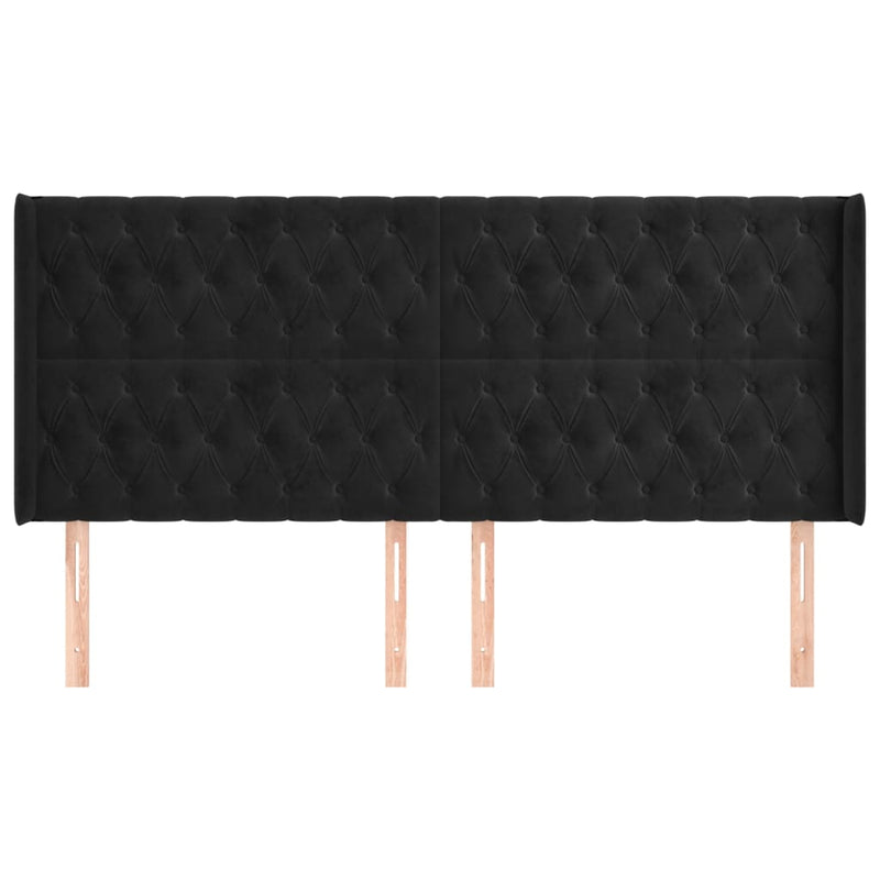 vidaXL fekete bársony fejtámla szárnyakkal 183x16x118/128 cm