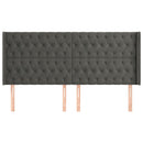 vidaXL sötétszürke bársony fejtámla szárnyakkal 203x16x118/128 cm