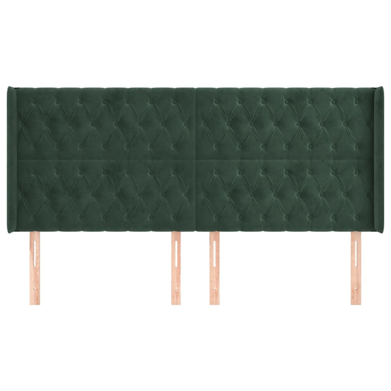 vidaXL zöld bársony fejtámla szárnyakkal 203x16x118/128 cm
