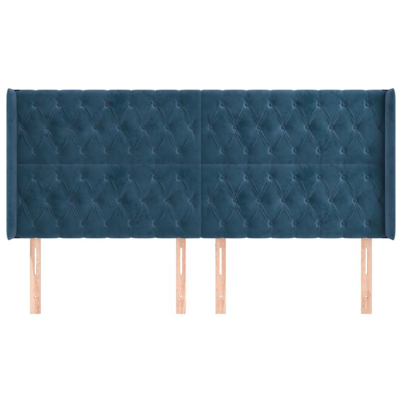 vidaXL kék bársony fejtámla szárnyakkal 203x16x118/128 cm