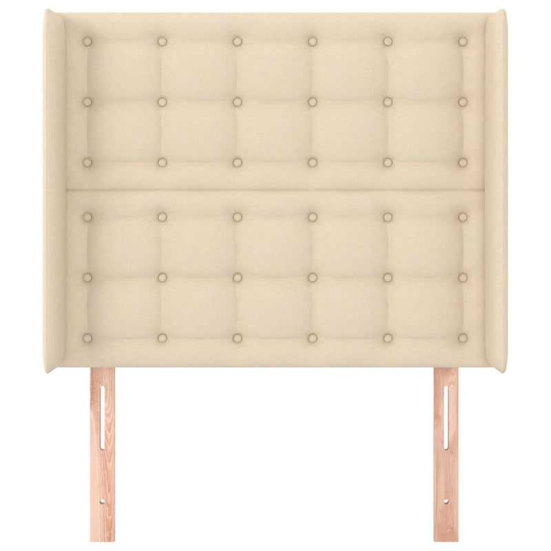 vidaXL krémszínű szövet fejtámla szárnyakkal 83x16x118/128 cm