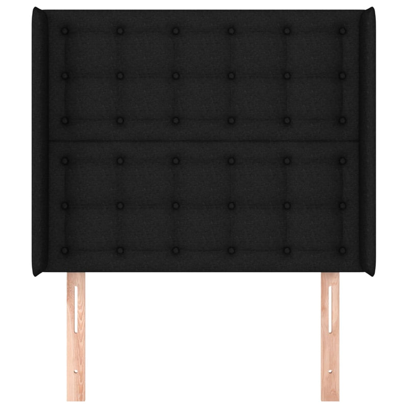 vidaXL fekete szövet fejtámla szárnyakkal 93x16x118/128 cm