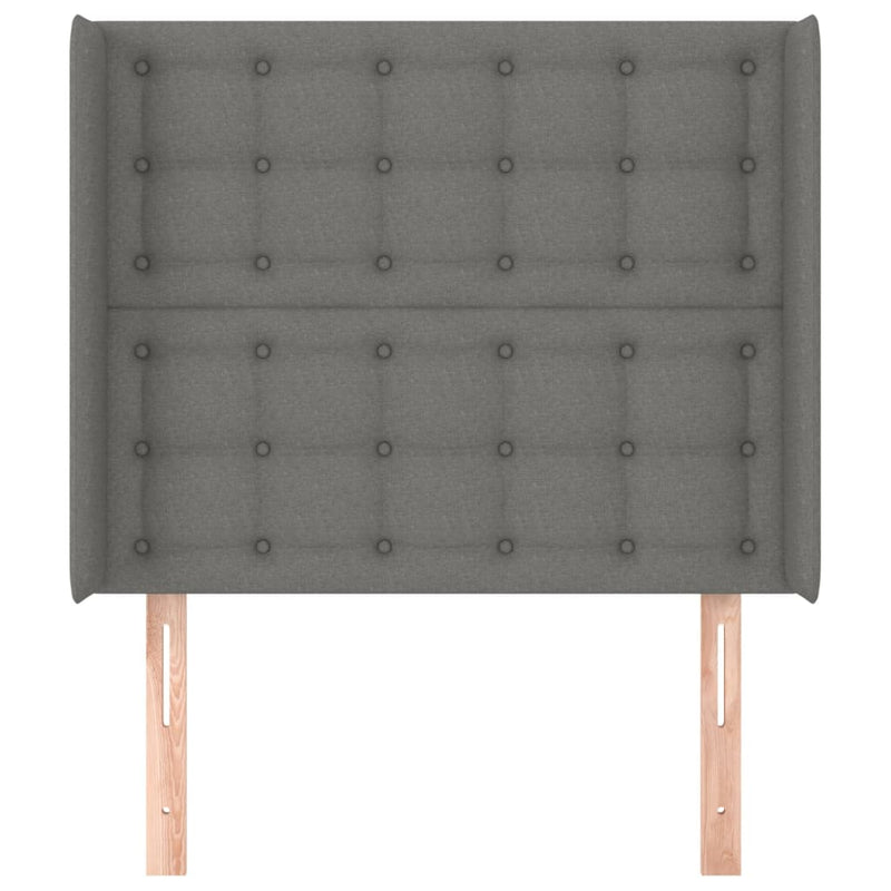 vidaXL sötétszürke szövet fejtámla szárnyakkal 103x16x118/128 cm