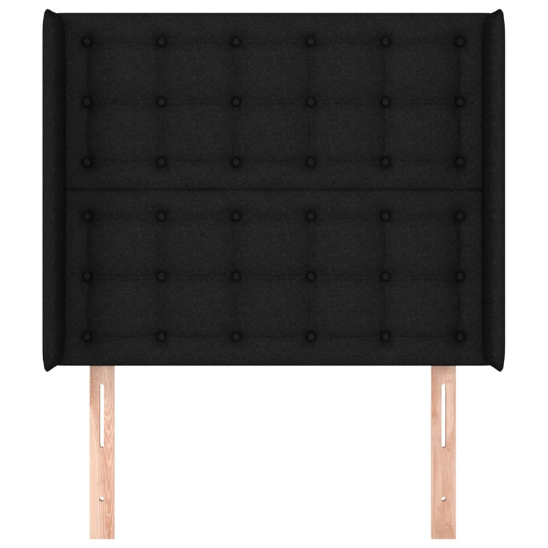 vidaXL fekete szövet fejtámla szárnyakkal 103x16x118/128 cm