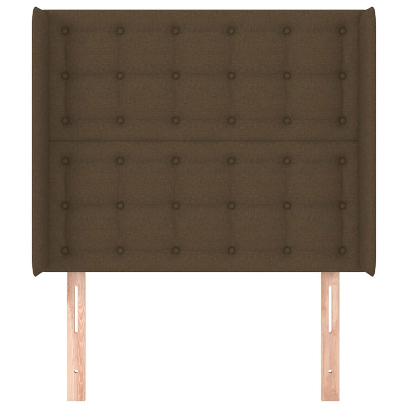 vidaXL sötétbarna szövet fejtámla szárnyakkal 103x16x118/128 cm