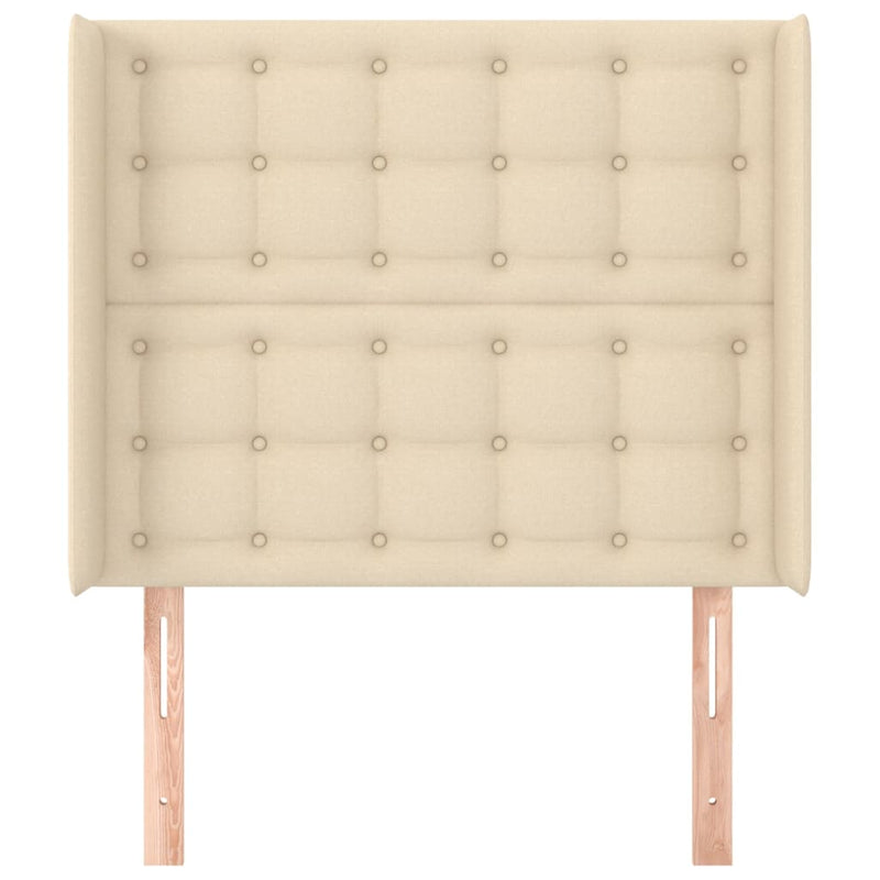 vidaXL krémszínű szövet fejtámla szárnyakkal 103x16x118/128 cm
