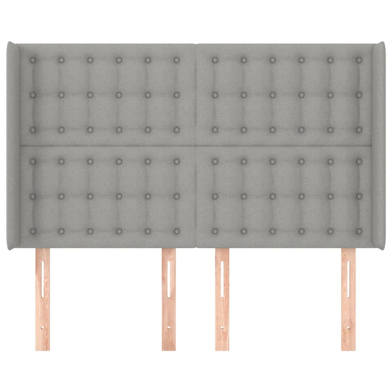 vidaXL világosszürke szövet fejtámla szárnyakkal 147x16x118/128 cm
