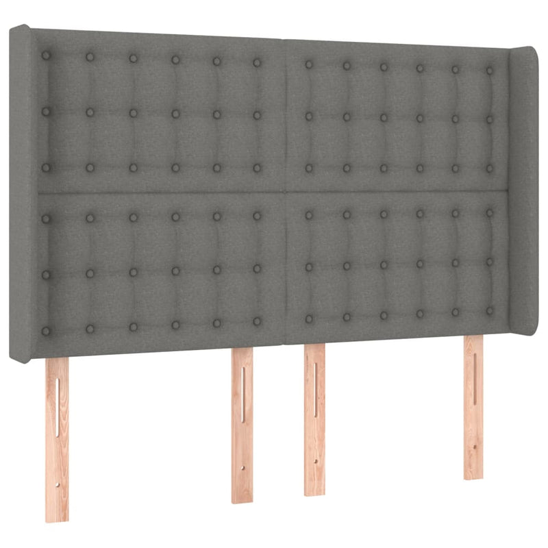 vidaXL sötétszürke szövet fejtámla szárnyakkal 147x16x118/128 cm