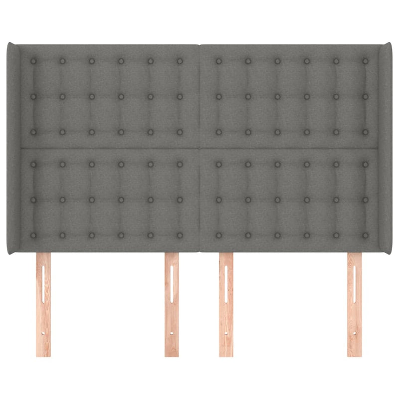 vidaXL sötétszürke szövet fejtámla szárnyakkal 147x16x118/128 cm
