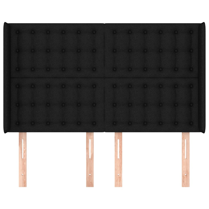 vidaXL fekete szövet fejtámla szárnyakkal 147x16x118/128 cm