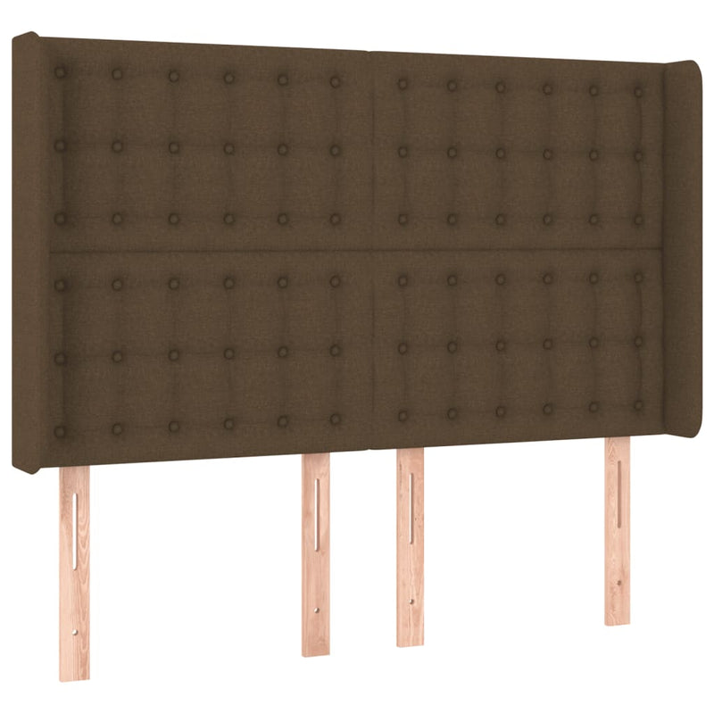 vidaXL sötétbarna szövet fejtámla szárnyakkal 147x16x118/128 cm