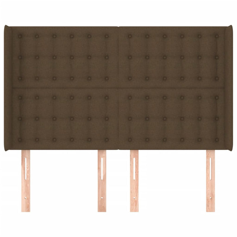 vidaXL sötétbarna szövet fejtámla szárnyakkal 147x16x118/128 cm