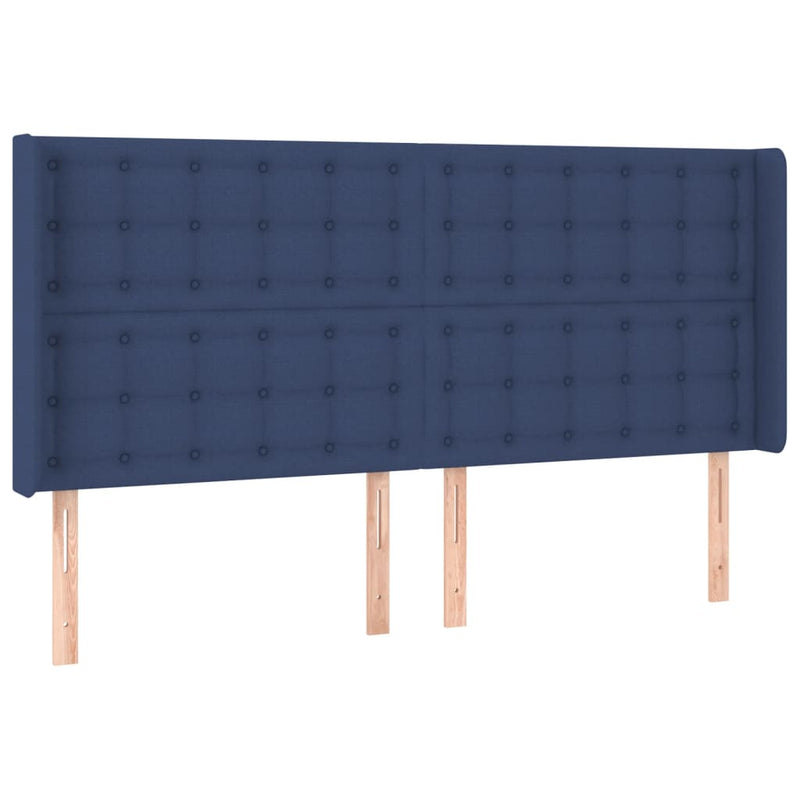 vidaXL kék szövet fejtámla szárnyakkal 163x16x118/128 cm