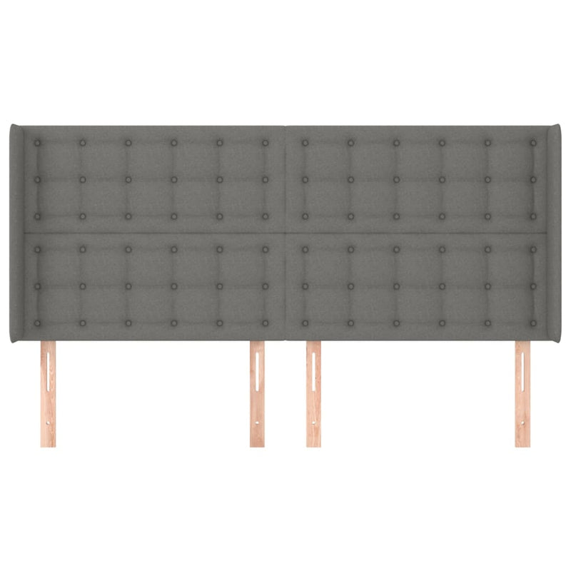 vidaXL sötétszürke szövet fejtámla szárnyakkal 183x16x118/128 cm