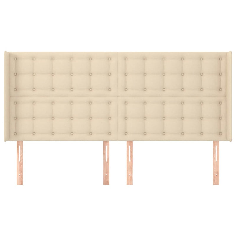 vidaXL krémszínű szövet fejtámla szárnyakkal 183x16x118/128 cm