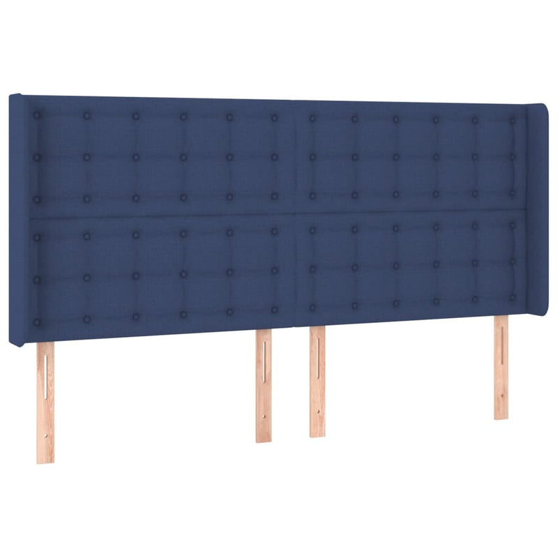 vidaXL kék szövet fejtámla szárnyakkal 183x16x118/128 cm