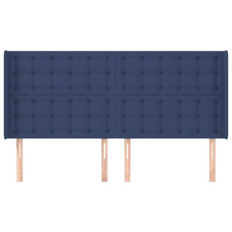 vidaXL kék szövet fejtámla szárnyakkal 183x16x118/128 cm
