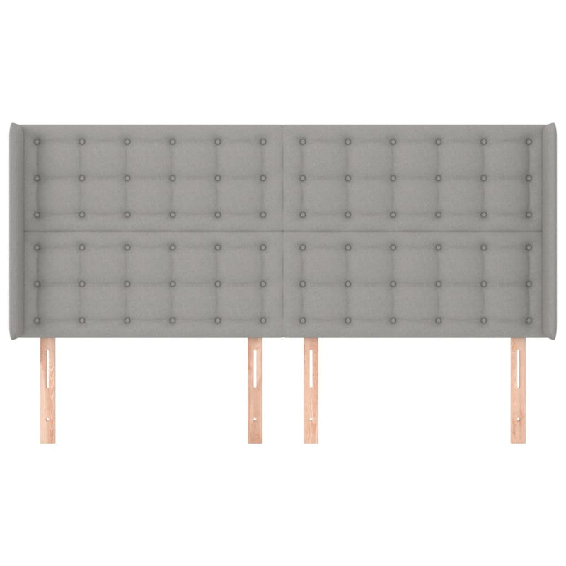 vidaXL világosszürke szövet fejtámla szárnyakkal 203x16x118/128 cm