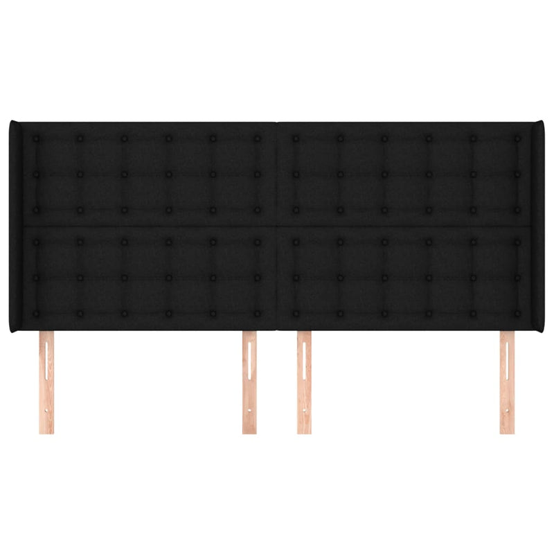 vidaXL fekete szövet fejtámla szárnyakkal 203x16x118/128 cm