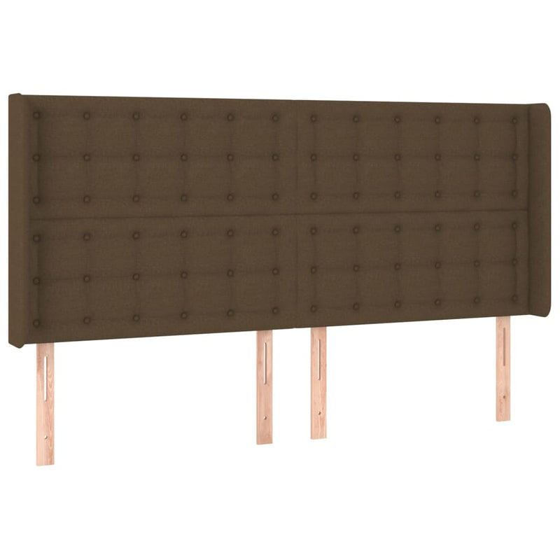 vidaXL sötétbarna szövet fejtámla szárnyakkal 203x16x118/128 cm