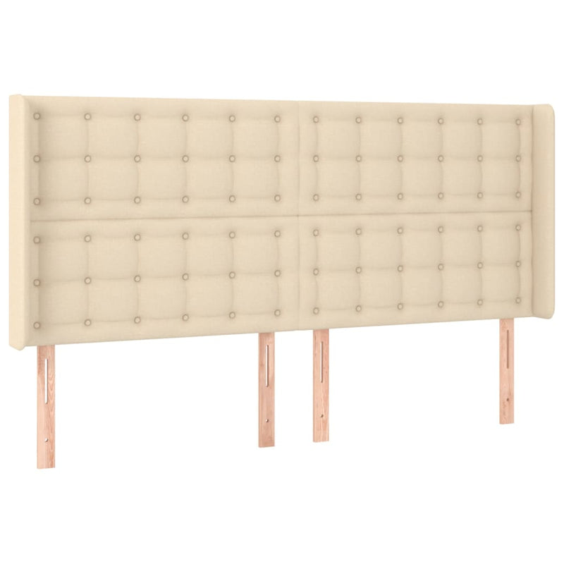 vidaXL krémszínű szövet fejtámla szárnyakkal 203x16x118/128 cm