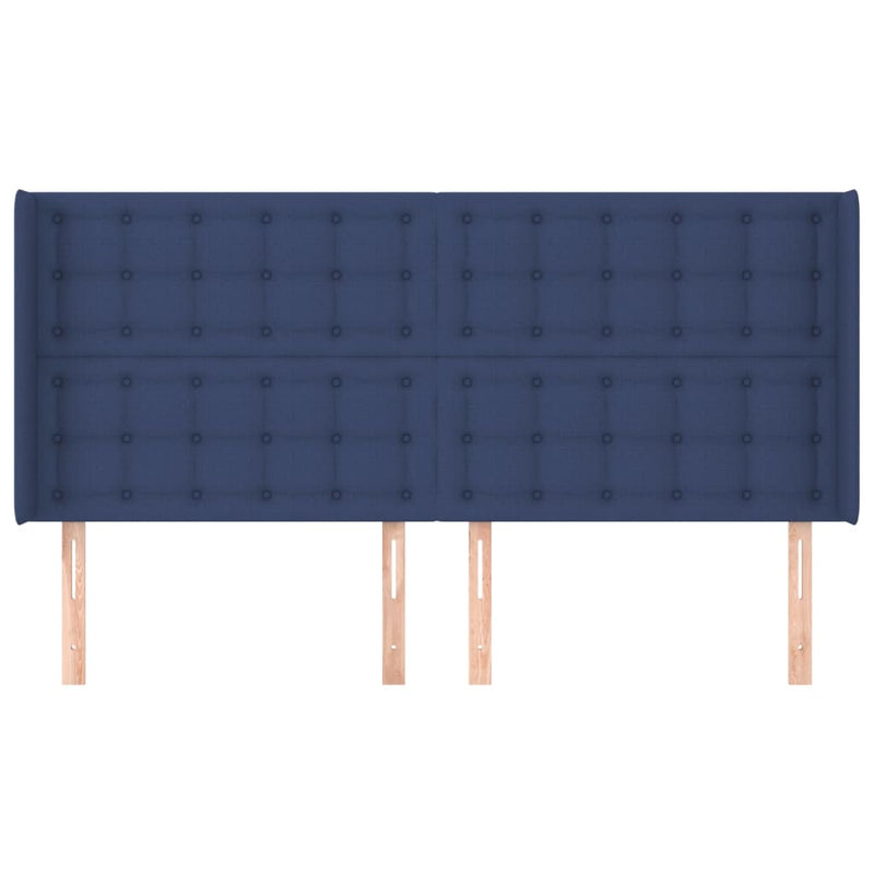 vidaXL kék szövet fejtámla szárnyakkal 203x16x118/128 cm
