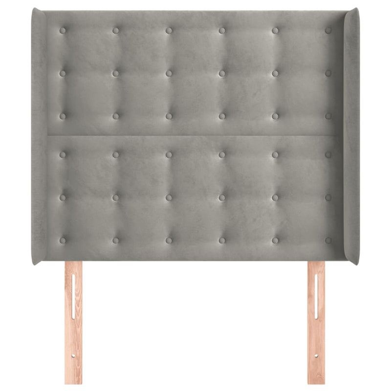 vidaXL világosszürke bársony fejtámla szárnyakkal 83x16x118/128 cm