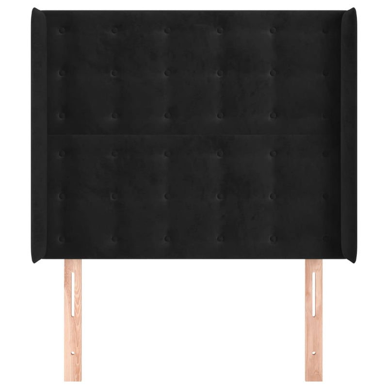 vidaXL fekete bársony fejtámla szárnyakkal 83x16x118/128 cm