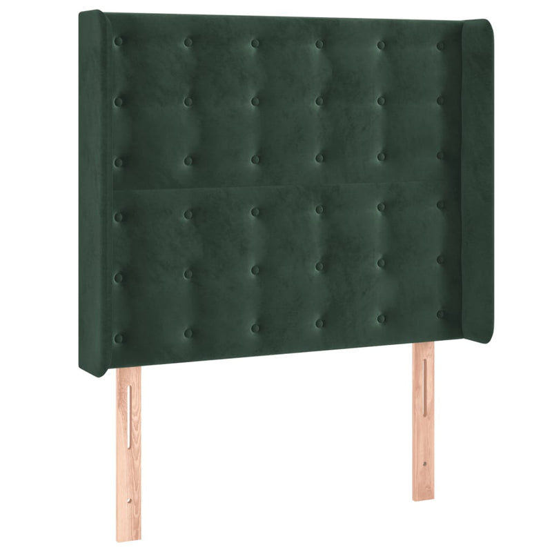 vidaXL sötétzöld bársony fejtámla szárnyakkal 83x16x118/128 cm
