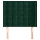 vidaXL sötétzöld bársony fejtámla szárnyakkal 83x16x118/128 cm