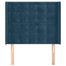 vidaXL sötétkék bársony fejtámla szárnyakkal 93x16x118/128 cm
