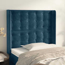 vidaXL sötétkék bársony fejtámla szárnyakkal 93x16x118/128 cm
