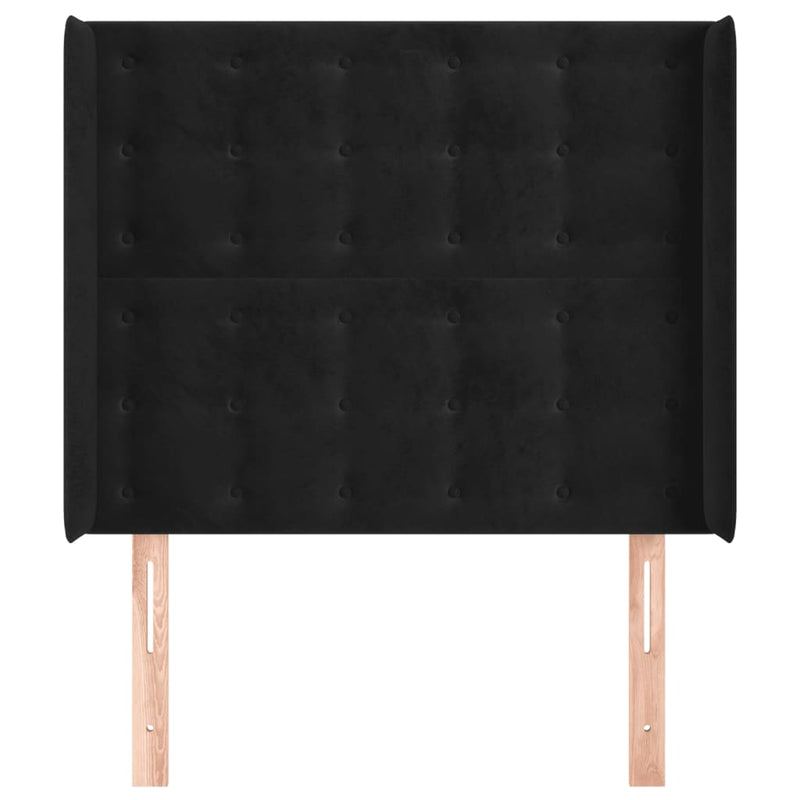 vidaXL fekete bársony fejtámla szárnyakkal 103x16x118/128 cm