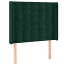 vidaXL sötétzöld bársony fejtámla szárnyakkal 103x16x118/128 cm
